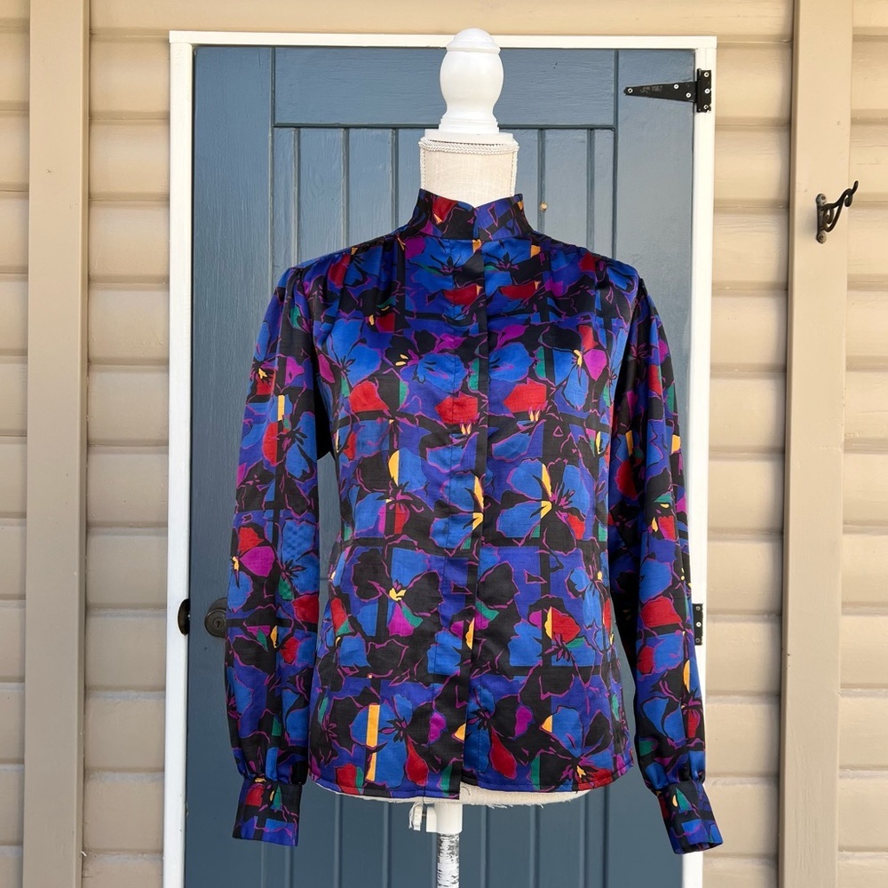 Vintage Lilli Ann by Adolph Schuman  Multicolor Floral Blouse Women’s Large
